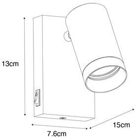 Kinkiet / Lampa scienna czarny ze złotem regulowany z włącznikiem - Jeana Luxe Nowoczesny Oswietlenie wewnetrzne