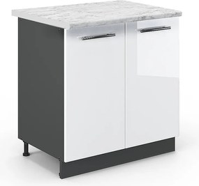 Szafka pod zlew biały wysoki połysk 80x60x82 fame-line