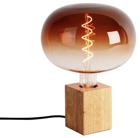 Rustykalna lampa stołowa z drewna naturalnego w komplecie z LED G220 - Bloc Rustykalny / Vintage Oswietlenie wewnetrzne