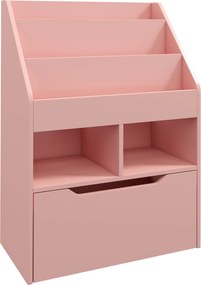 HOMCOM regał dziecięcy z szufladą półka na książki dla dzieci regał do pokoju dziecięcego różowy 60x30x90 cm | Aosom PL