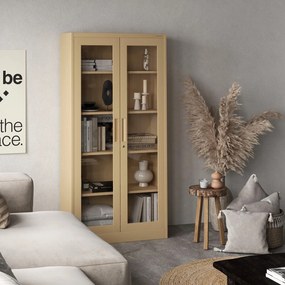 Przeszklona szafa medyczna Amelia Fresh Style 90x40x185 cm beżowa