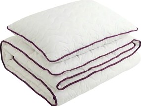 Całoroczna kołdra pikowana 140x200 cm z poduszką STELLA LAVENDER 70x90 cm, biała