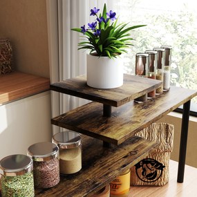 HOMCOM Regał kuchenny, Obracane regał na mikrofalówkę z 3 półkami, Industrialny regał metalowy, 40 x 18 x 36,5 cm