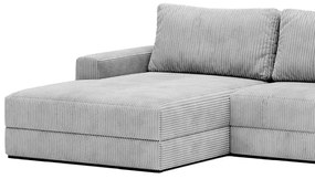 Sofa narożna, rozkładana NEVI szary sztruks 345/185/76