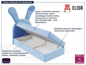 Niebieskie łóżko kontynentalne dla dziecka 100x200 cm N8-M53