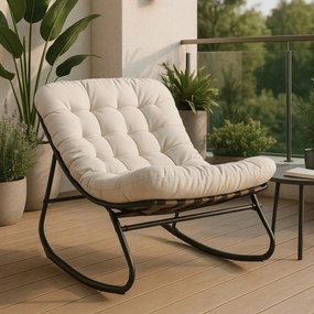 Bujany fotel na taras Aurora - bujak ogrodowy z pikowaną poduchą, beżowy