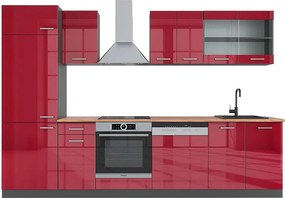 Aneks kuchenny czerwony wysoki połysk/antracyt 300x60x81.6 r-line