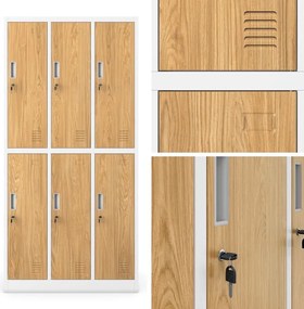 Szafa socjalna 6-drzwiowa Eco Design Igor, 90x45x185 cm, biały/dąb złoty