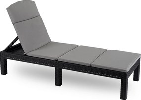 Fotel Ogrodowy Leżak LUIZJANA Technorattan Czarny/Szary
