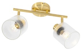 Plafon z kloszem złoty ze szkłem 2-punktowy regulowany - Laura