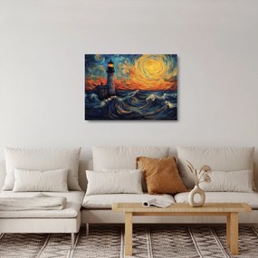 Obraz na szkle - Latarnia morska w falach (70x50 cm)
