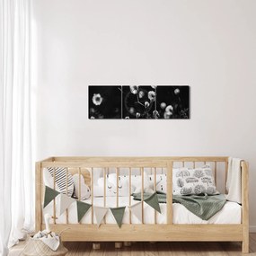 Obraz - Łąka z trawą bawełnianą N⁰1 (z zegarem) (90x30 cm)