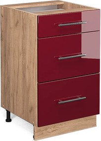 Szafka dolna do kuchni bordowa czerwień wysoki połysk 50x51.6x82 fame-line