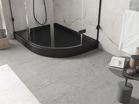 Mexen Flow+ brodzik półokrągły asymetryczny lewy 100 x 80 cm, czarny mat - 46Q708010LH