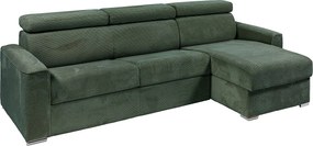 Kanapa narożna dwustronna rozkładana typu express z zielonego sztruksu - Miejsce do spania 160 cm - Materac 22 cm - VIZIR