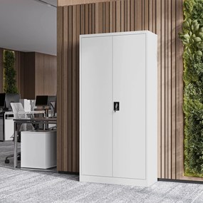 Szafa metalowa ubraniowa z półkami DAWID, 900 x 1850 x 450 mm, szara