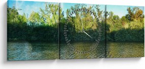 Obraz - jezioro (z zegarem) (90x30 cm)