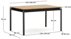 Aluminiowy stół ogrodowy 90x140 cm Canyelles – Kave Home