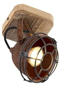 Przesuwny reflektor industrialny brązowo-rdzawy z drewnem - Gina