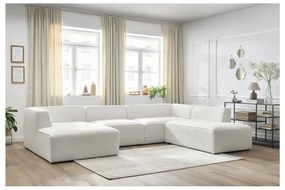 Biały narożnik modułowy z materiału bouclé (prawostronny/w kształcie litery U) Megeve – Bobochic Paris