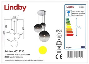 Lindby - Żyrandol na lince ROBYN 3xE27/40W/230V