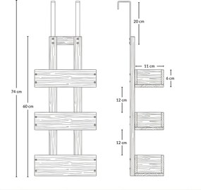 Bambusowy wieszak łazienkowy na drzwi RANT, 74 cm