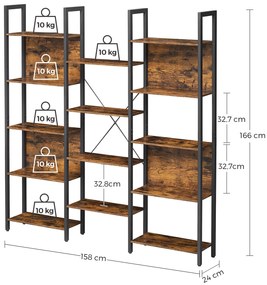Regał TAYLOR 14 półek 166x158 cm, rustykalny brązowy