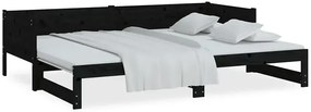 Czarne łóżko rozkładane z litego drewna 2x(80x200) cm - Eluwin 3X