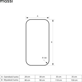 Lustro prostokątne bez ramy oszlifowane obracalne z podświetleniem ROUND Slim LED | Różne rozmiary | Różne kolory : Kolor tafli szkła - Grafit, Rozmiar - 20 x 80 cm