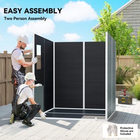 Outsunny Domek narzędziowy 2,89 m², schowek z drewnopodobnym wykończeniem, 3 okna, podwójne drzwi, wentylacja, podłoga, zamek, 182 x 182 x 196 cm | Aosom PL