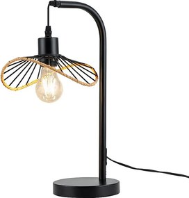 Lampka biurkowa Nettlife Vintage, lampka nocna, lampa stołowa, E27 z kablem, metalowa lampa biurkowa w stylu retro do salonu, czarna (żarówka nie jest dołączona)