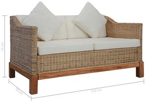 Sofa Otma 2B dwusobowa - naturalny rattan