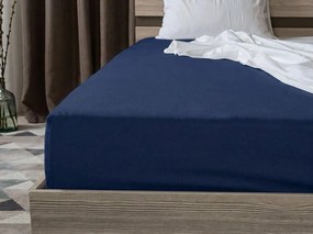 PrzytulneMieszkanie.pl Bawełniane prześcieradło z gumką STANDARD 90 x 200 cm granatowe
