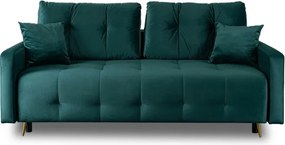 Sofa z Funkcją Spania SEUL Rozkładana Dwuosobowa Welurowa Zielona Nowoczesna do Salonu