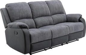 Kanapa 3-osobowa z funkcją relax z mikrofibry i ekoskóry Kolor szary i czarny BRODY