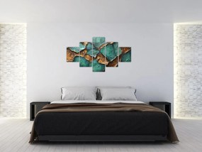 Obraz - Zielono-złoty obraz (125x70 cm)