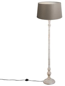 Rustykalna lampa podłogowa taupe z abażurem lnianym 45 cm - Classico