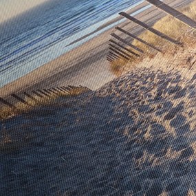 Obraz - Droga na plażę Morza Północnego, Holandia (z zegarem) (90x30 cm)