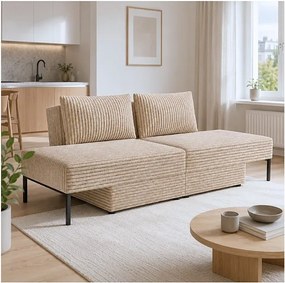 Łóżko sofa narożnik mebel wielofunkcyjny 7w1 TOMI pasy VELO 30 latte beż