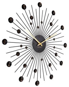 Czarny zegar Karlsson Sunburst, ø 50 cm