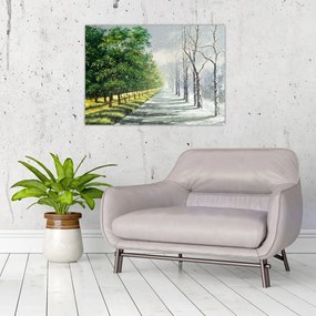 Obraz na szkle - Zima kontra lato (70x50 cm)