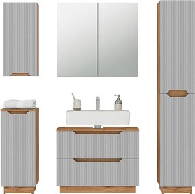 Zestaw mebli łazienkowych dąb/szary w paski 79.6x32x62.1 lotta