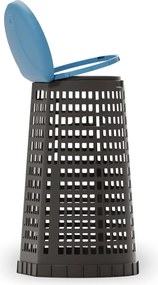 Plastikowy kosz na worki na odpady 120 l, czarny, niebieske wieko