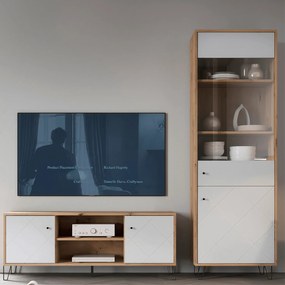 Szafka RTV do Salonu BACARDI 183 cm Dąb Artisan/Biały Nowoczesna