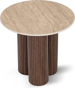 Stolik Kawowy ALMERIA 50 cm Trawertyn/Orzech Nowoczesny
