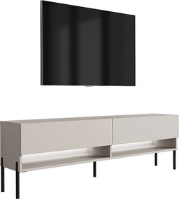 Szafka pod telewizor 170 cm Kaszmir, nóżki proste czarne, LED biały, 170 × 32 × 52 cm