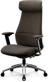 Ergonomiczny fotel biurowy tapicerowany Command, brązowa tkanina