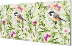 Panel szklany do Kuchni Mały Ptak wśród Letnich Traw