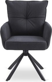 Krzesło Tapicerowane Obrotowe do Salonu CITY Czarne Sztruksowe Loft