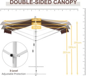 Outsunny Wolnostojąca Markiza 4,5x3,4m, regulacja kąta, korbka, konstrukcja metalowa, Kawa